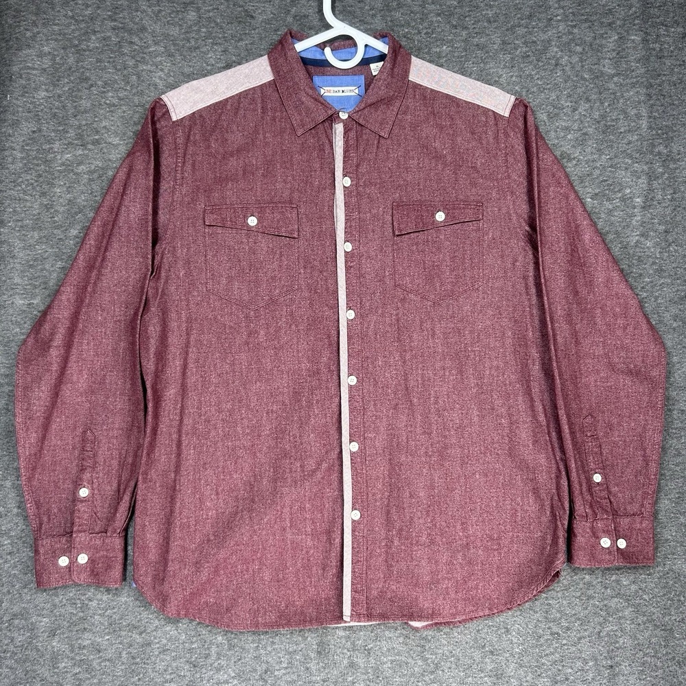 32 Bar‎ Blues Button up Shirt Mens XL Red Long Sleeve Casual